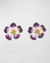 Oscar De La Renta Hand-painted Flower Earrings In Purple