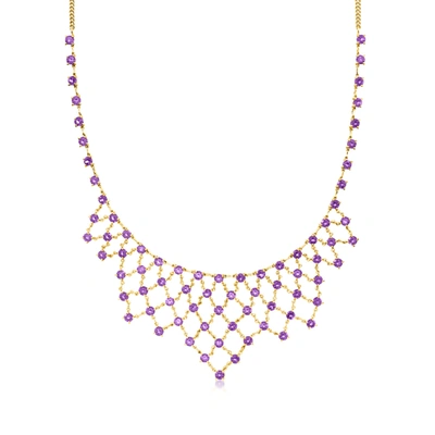 Ross-simons Amethyst Bib Necklace In 18kt Yellow Gold Over Sterling In Pink