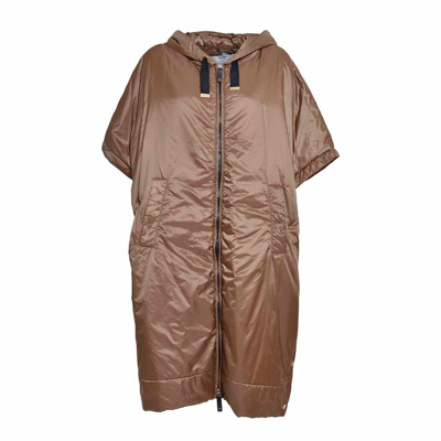Max Mara The Cube Hooded Cape Jacket In Brown