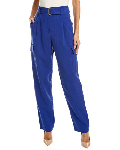 Lafayette 148 Sadler Linen Cargo Pant In Blue