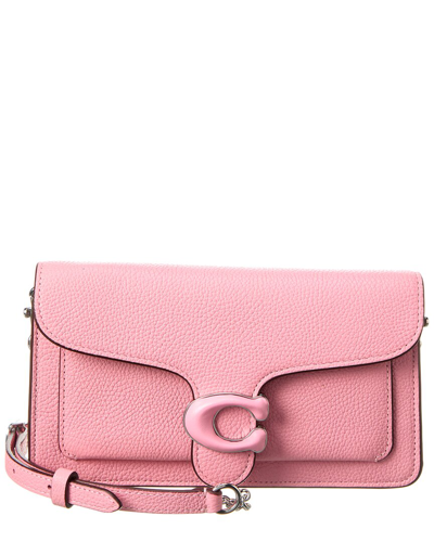 Coach Tabby Covered C Closure Leather Chain Clutch In Pink