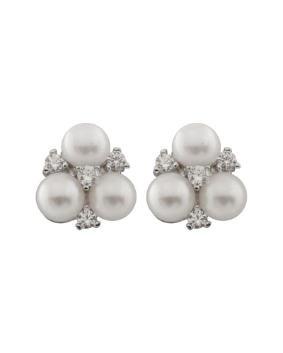 Splendid Pearls Plated Silver 5-5.5mm Freshwater Pearl Earrings