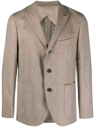 Peserico Single-breasted Button-up Blazer In Brown