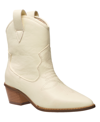 French Connection Womens Suede Ankle Cowboy, Western Boots In White