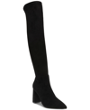 Wild Pair Bravy Womens Microsuede Block Heel Over-the-knee Boots In Black Micro