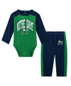 OUTERSTUFF INFANT BOYS AND GIRLS NAVY NOTRE DAME FIGHTING IRISH ROOKIE OF THE YEAR LONG SLEEVE BODYSUIT AND PAN