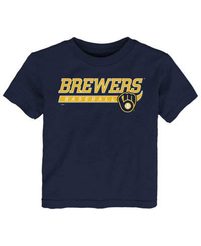 Outerstuff Babies' Toddler Boys And Girls Navy Milwaukee Brewers Take The Lead T-shirt