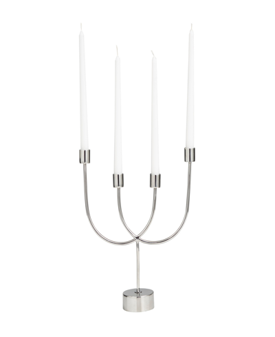 Rosemary Lane The Novogratz Silver Stainless Steel Metal Overlapping U-shaped Candelabra With Round Elevated Base,