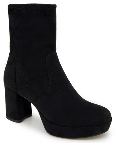 Kenneth Cole Reaction Women's Georgia Stretch Platform Booties In Black