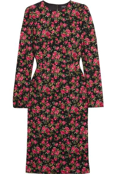 Dolce & Gabbana Roseline Floral-print Crepe Midi Dress In Stampa Roselliee Foedo