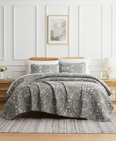 Southshore Fine Linens Ashanti Oversized 3 Piece Quilt Set, Full/queen In Gray