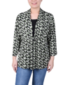Ny Collection Petite Puff Print 3/4 Sleeve Two-fer Top In Sage Pryamid