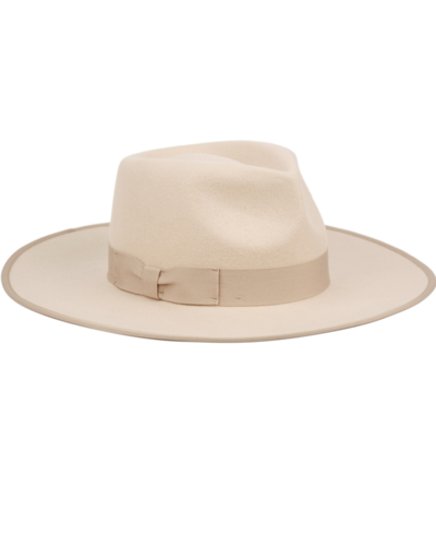 Angela & William Women's Wide Brim Felt Rancher Fedora Hat In Beige