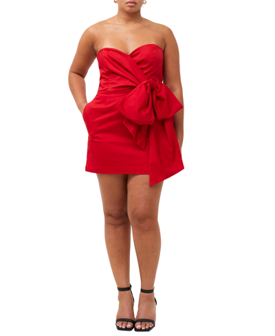 FRENCH CONNECTION WOMEN'S STRAPLESS BOW-WAIST MINI DRESS