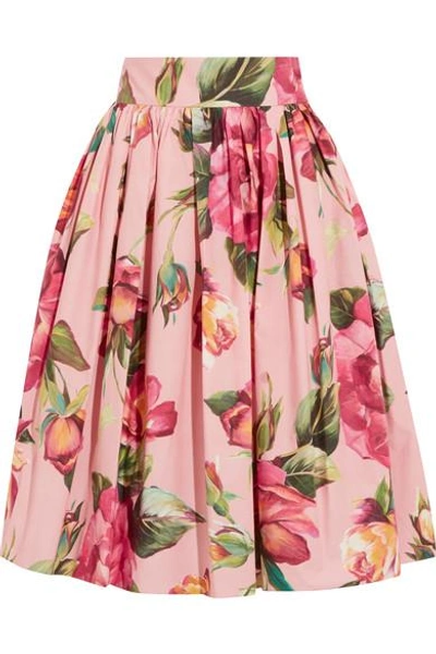 Dolce & Gabbana Printed Cotton-poplin Skirt In Pink