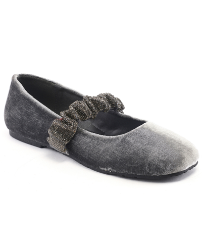 Kenneth Cole Reaction Women's Elema Jewel Ballet Flats In Dark Gray Velvet