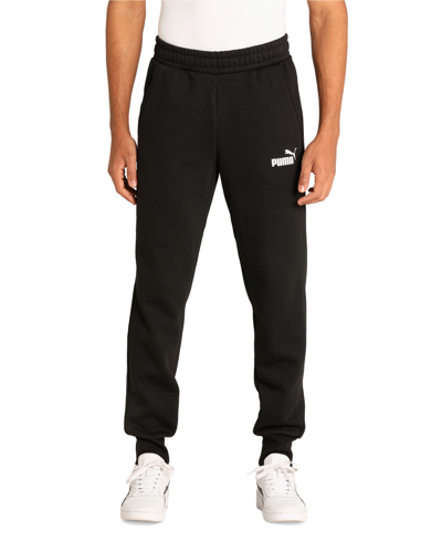 Puma Men's Ess Logo-print Fleece Cargo Jogger Pants In Black