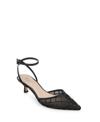 Jewel Badgley Mischka Womens Embellished Manmade Ankle Strap In Black Satin