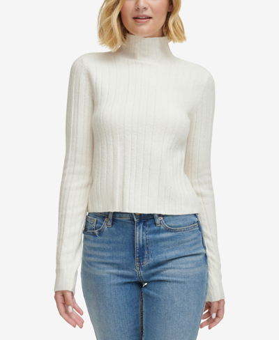 Calvin Klein Jeans Est.1978 Women's Mock-neck Long-sleeve Ribbed Sweater In Powder Blue