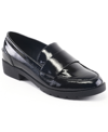 Kenneth Cole Reaction Fern Womens Cushioned Footbed Patent Loafer Heels In Black Patent
