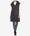 White Mark Women's Diamond Quilted Hooded Long Puffer Vest Jacket In Black