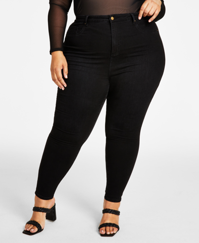 Nina Parker Trendy Plus Size High-rise Skinny Jeans In Black Wash