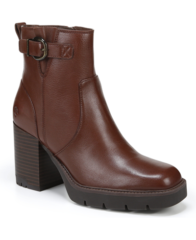 Naturalizer Verney Waterproof Lug Sole Booties In Cappuccino Brown Leather