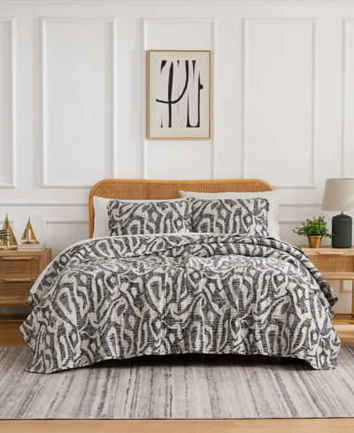 Southshore Fine Linens Khari Oversized 3 Piece Quilt Set, King/california King In Charcoal