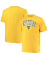 CHAMPION MEN'S CHAMPION GOLD WEST VIRGINIA MOUNTAINEERS BIG AND TALL ARCH OVER WORDMARK T-SHIRT