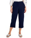 CHARTER CLUB WOMEN'S 100% LINEN SOLID CROPPED PULL-ON PANTS, CREATED FOR MACY'S