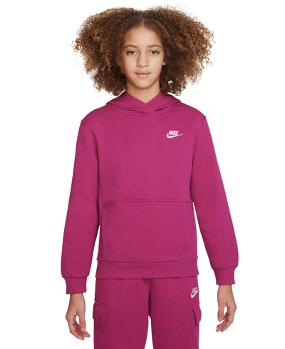 Nike Sportswear Big Kids Club Fleece Pullover Hoodie In Pink