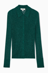 Cos Sparkly Ribbed-knit Shirt In Green