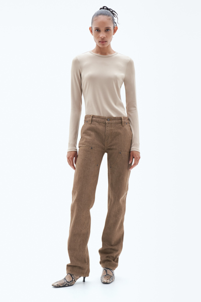 Filippa K Panelled Straight-leg Jeans In Brown