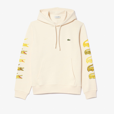 Lacoste Unisex Contrast Crocodile Hoodie - M In White