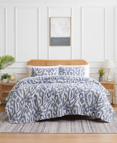 Southshore Fine Linens Khari Oversized 3 Piece Quilt Set, Full/queen In Blue