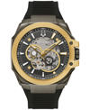 Bulova Men's Marc Anthony Automatic Chronograph Maquina Black Silicone Strap Watch 46mm In Black