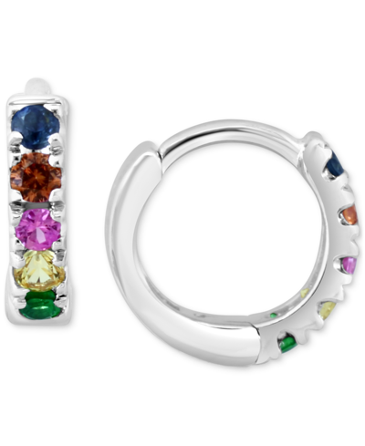 Effy Collection Effy Emerald Small Huggie Hoop Earrings (1/4 Ct. T.w.) In Sterling Silver (also In Sapphire, Ruby & In Multi Precious