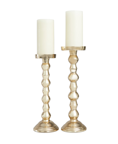 Rosemary Lane Aluminum Bubble Style Candle Holder 16" And 14" H, Set Of 2 In Gold