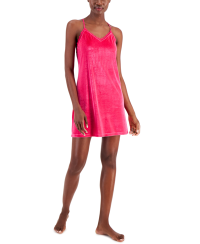 Inc International Concepts Women's Velour Chemise, Created For Macy's In Hot Magenta