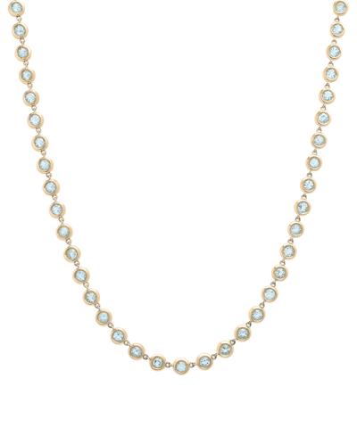 Macy's Blue Topaz Link 17" Collar Necklace (5-1/20 Ct. Tw.) In 14k Gold-plated Sterling Silver