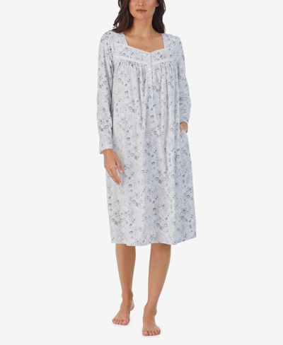 Eileen West Women's Fleece Waltz Long-sleeve Nightgown In Gray