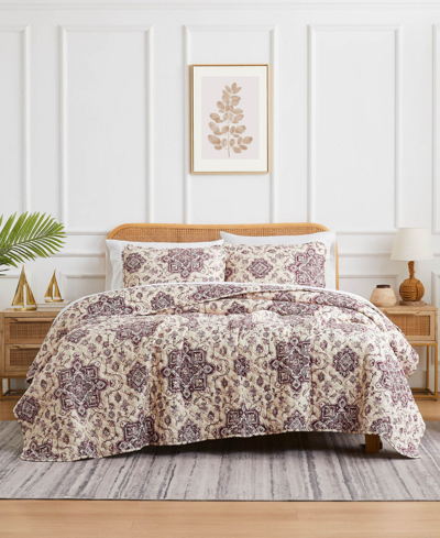 Southshore Fine Linens Persia Oversized 3 Piece Quilt Set, King/california King In Eggplant
