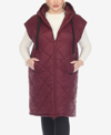White Mark Plus Size Diamond Quilted Hooded Puffer Vest In Red