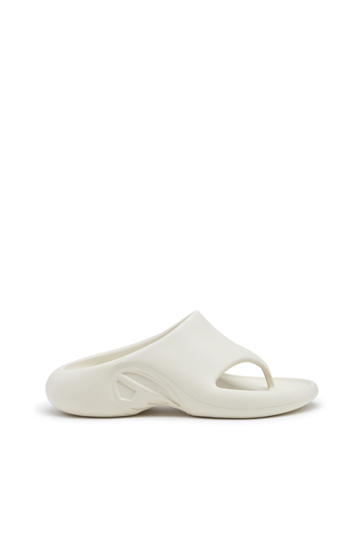 Diesel Embossed-logo Slippers In Bianco