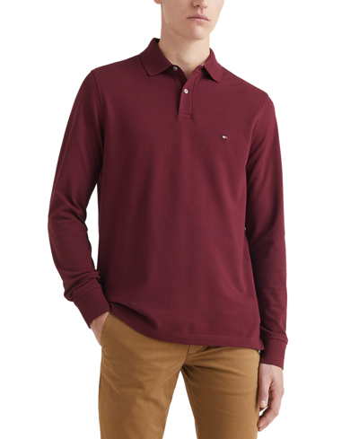Tommy Hilfiger Men's 1985 Regular-fit Long-sleeve Polo Shirt In Deep Rouge