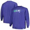 Profile Men's  Heather Royal Distressed Seattle Seahawks Big And Tall Throwback Long Sleeve T-shirt In Heather Royal