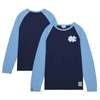 MITCHELL & NESS MITCHELL & NESS NAVY NORTH CAROLINA TAR HEELS LEGENDARY SLUB RAGLAN LONG SLEEVE T-SHIRT