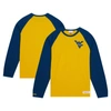 MITCHELL & NESS MITCHELL & NESS GOLD WEST VIRGINIA MOUNTAINEERS LEGENDARY SLUB RAGLAN LONG SLEEVE T-SHIRT