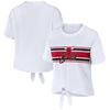 WEAR BY ERIN ANDREWS WEAR BY ERIN ANDREWS  WHITE CHICAGO BULLS TIE-FRONT T-SHIRT