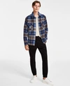 AND NOW THIS NOW THIS MENS REGULAR FIT PLAID SHIRT JACKET SHORT SLEEVE HENLEY BRUSHED TWILL JOGGERS CREATED FOR M